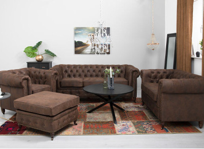 Chesterfield Couch Sitz Polster 321 Hocker Sitzer Garnitur Sofa Sofas Fußhocker